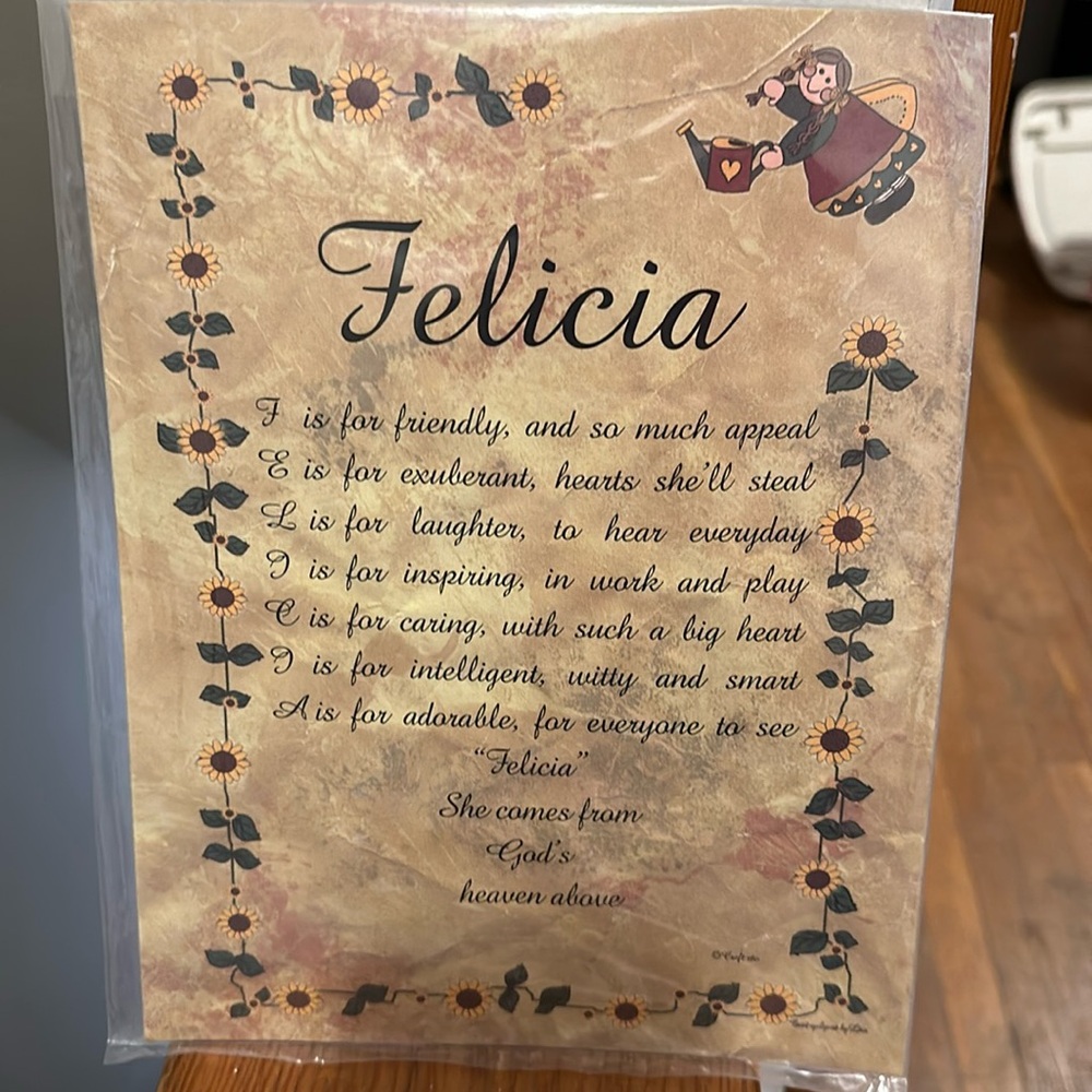 2 Piece “Felicia” Name Art (unframed)